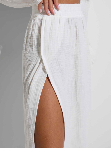 Юбка-макси с разрезами из муслина, белая