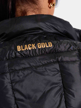 Женский пуховик прямого силуэта с капюшоном, черный