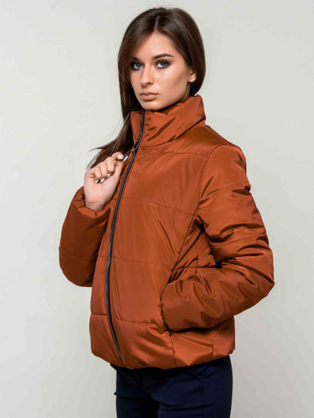 Куртка женская короткая, терракотовая