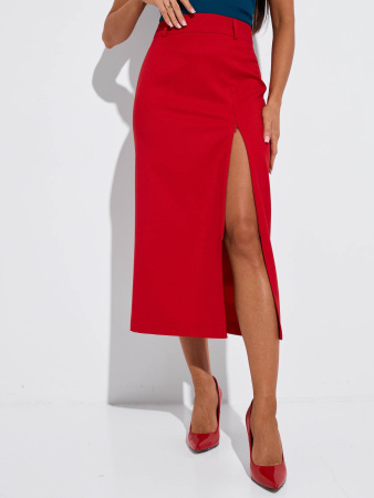 Юбка-миди классическая с разрезом на молнии