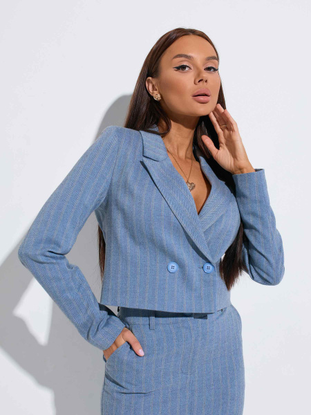 Жакет женский укороченный из вискозы, голубой