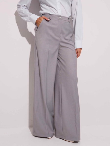 Брюки-палаццо женские из вискозы со стрелками, светло-серые