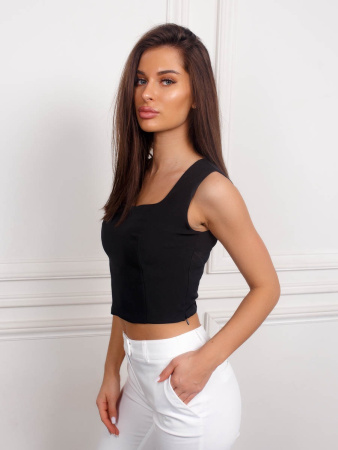 Кроп-топ женский с квадратным вырезом, черный