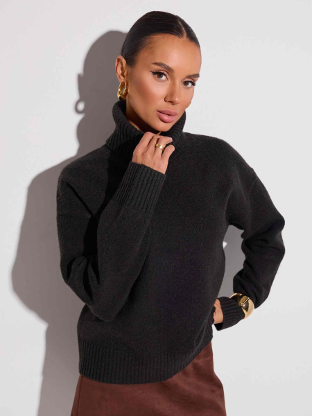 Базовый свитер с высоким воротником, графит