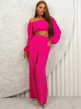 Топ женский с длинным рукавом, фуксия