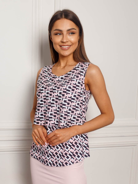 Топ женский классический с воланом, черно-розовый Топ женский классический с воланом, черно-розовый