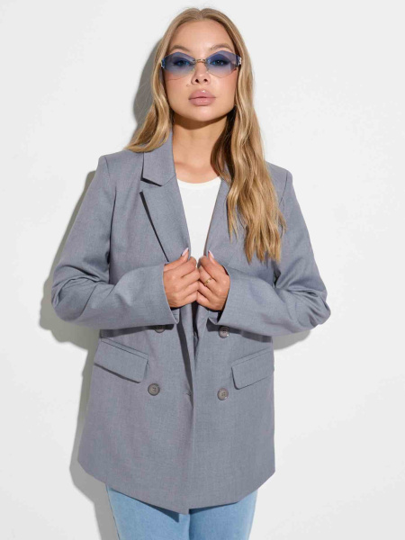 Женский жакет двубортный из вискозы, серый