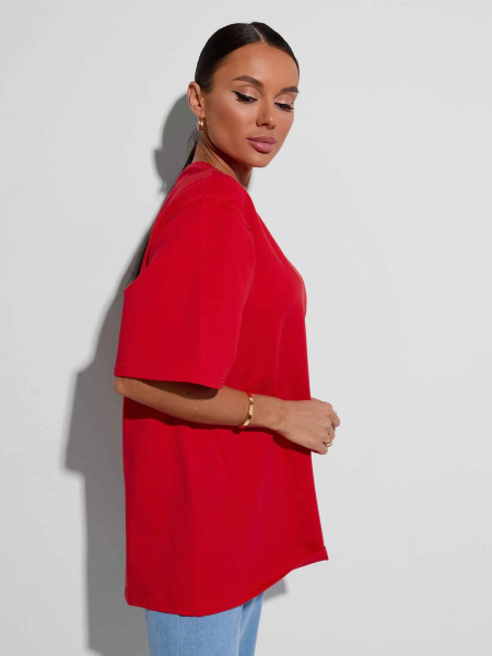 Футболка женская оверсайз, красная