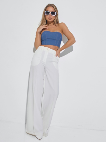 Брюки-палаццо женские классические, белые