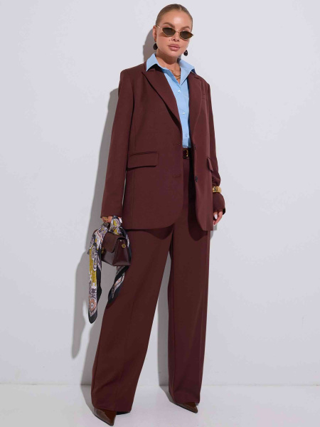 Брюки-палаццо классические из вискозы, коричневые
