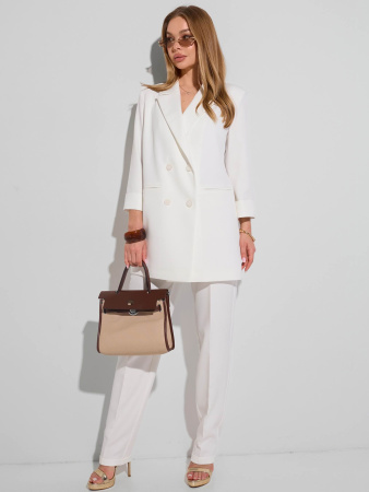 Жакет женский двубортный с рукавом 3/4, белый