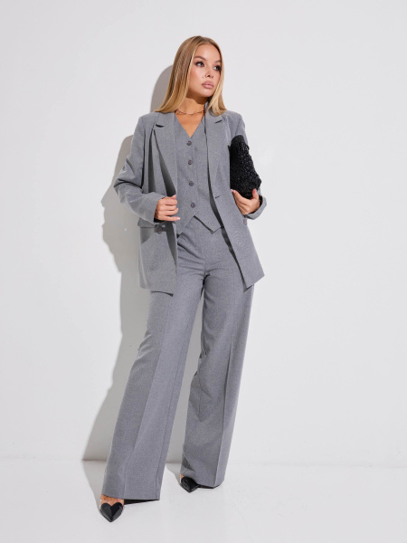 Жилет женский из вискозы классический, теплый серый