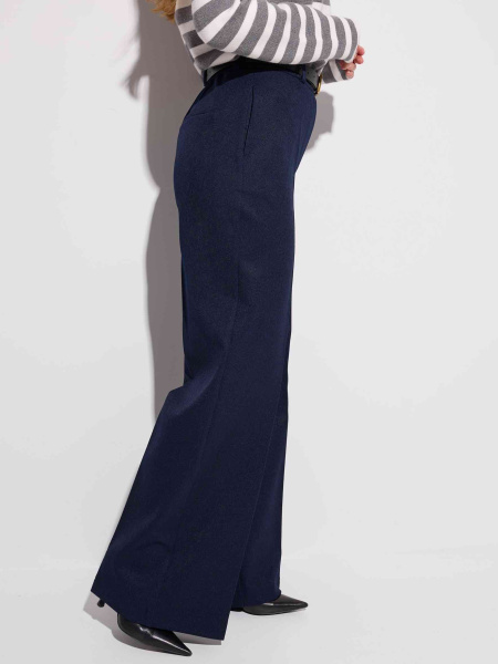 Брюки женские прямого кроя с резинкой в поясе, иссиня-черные