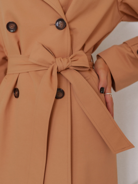 Тренч женский удлиненный классический, темно-бежевый