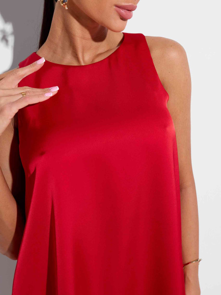 Платье атласное мини, красное