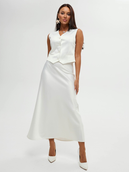 Атласная юбка-макси, молочная