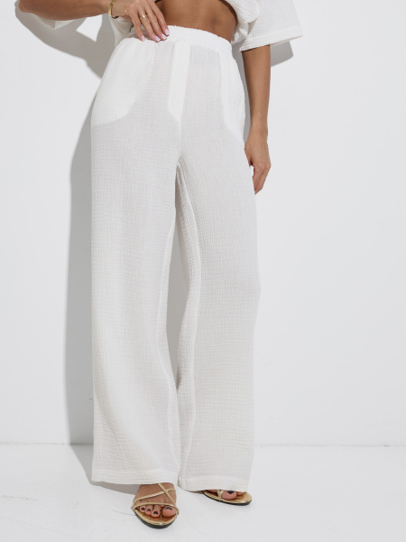 Летние брюки свободного кроя из муслина, белые