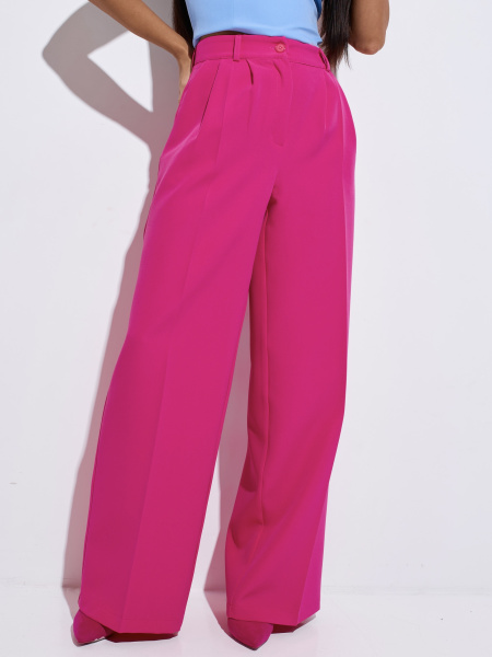 Брюки-палаццо женские с высокой посадкой, малиновые