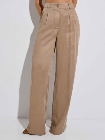 Брюки-палаццо женские из вискозы костюмные, кофейные
