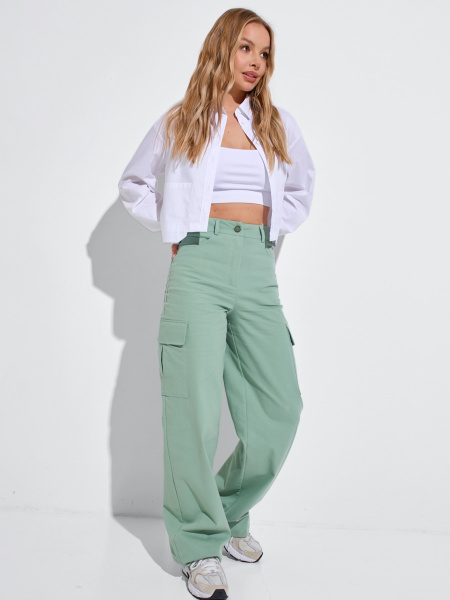 Брюки-карго женские, оливковые