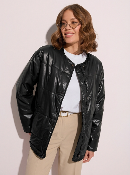 Куртка демисезонная c круглой горловиной, черная