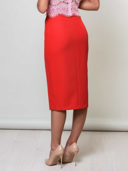 Юбка-карандаш с разрезом, красная