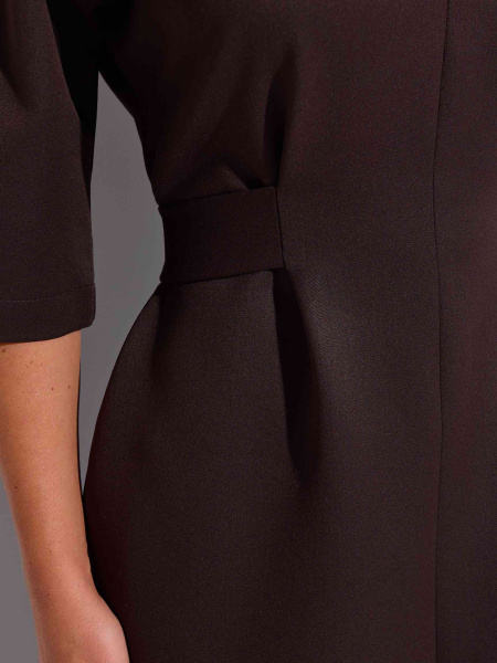 Платье женское с поясом и рукавом 3/4, горький шоколад 