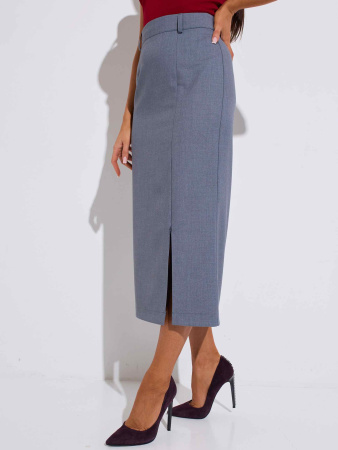 Юбка-миди классическая с разрезом на молнии, серая