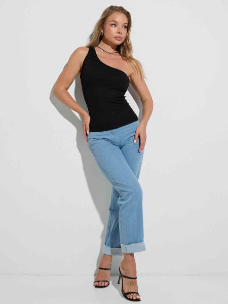 Топ базовый женский на одно плечо, черный