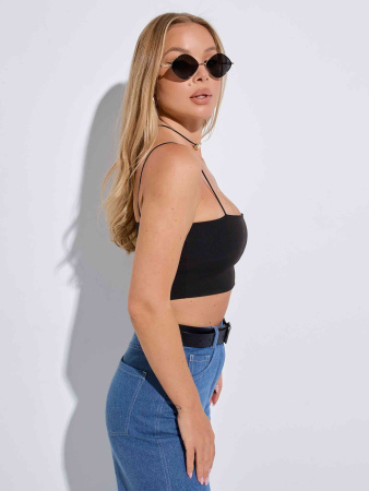 Топ женский базовый на бретельках, черный