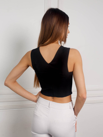 Кроп-топ женский классический с круглым вырезом, черный