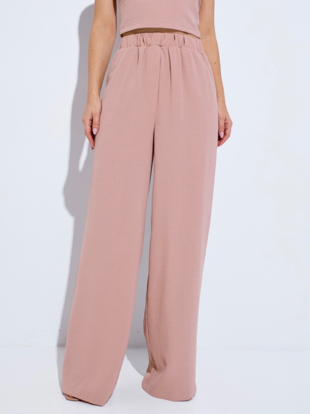Брюки-палаццо женские на резинке, бежевые