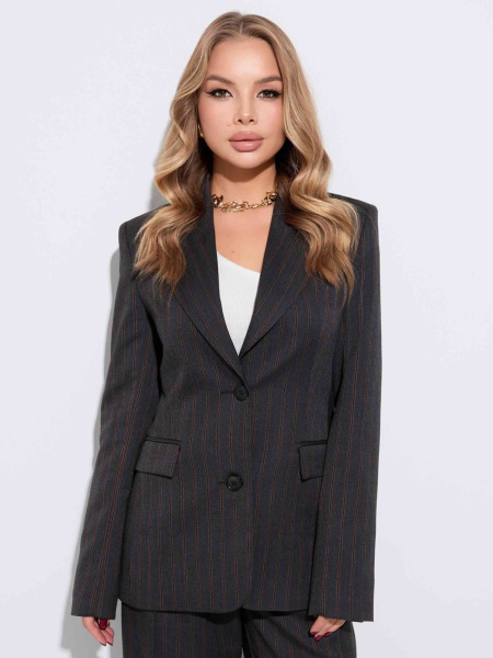 Классический женский костюм с брюками-палаццо в полоску