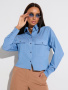 Рубашка женская укороченная с накладными карманами, голубая