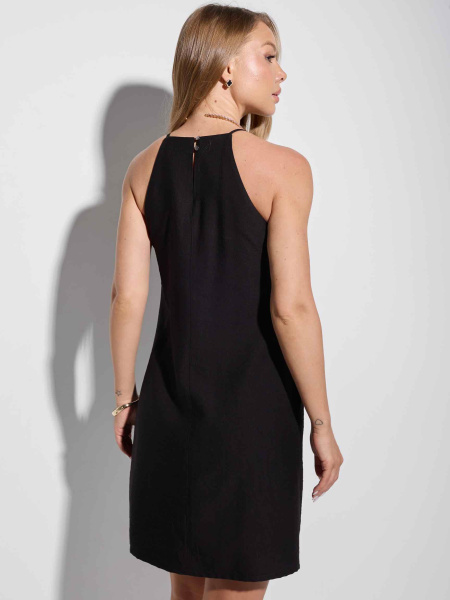 Платье мини летнее на бретельках, черное