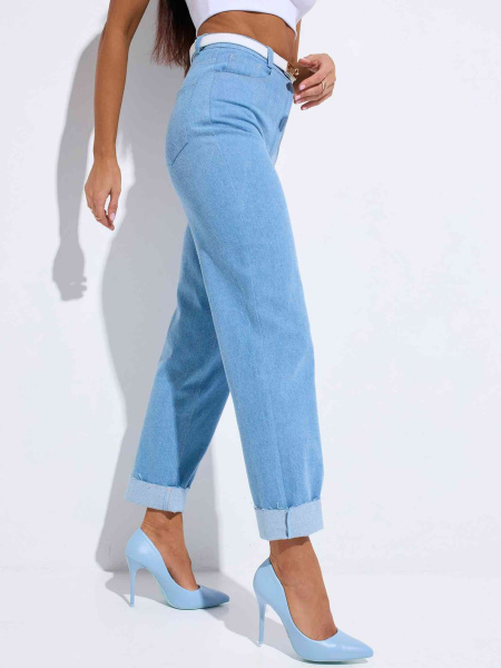 Джинсы прямые женские с необработанным краем