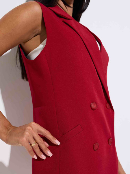 Жилет женский удлиненный двубортный, бордовый