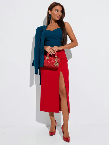 Юбка-миди классическая с разрезом на молнии