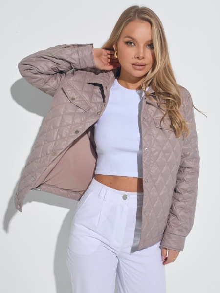 Куртка-рубашка женская стеганая, латте