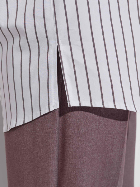 Рубашка женская оверсайз в полоску, бело-серая