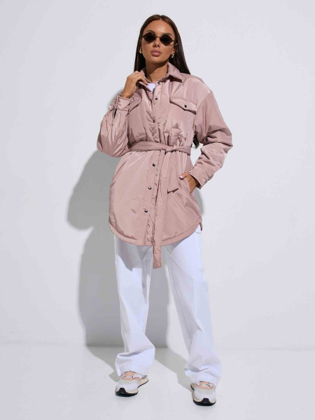 Куртка-рубашка женская, бежево-розовая