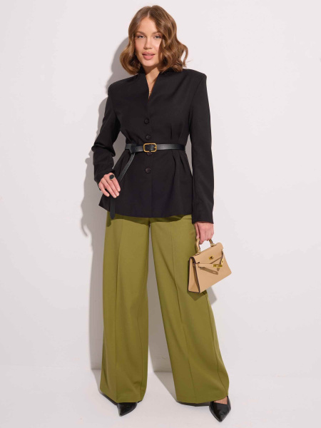 Брюки-палаццо женские из вискозы со стрелками, оливковые