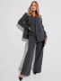 Брючный костюм-тройка женский с двубортным жакетом, графит