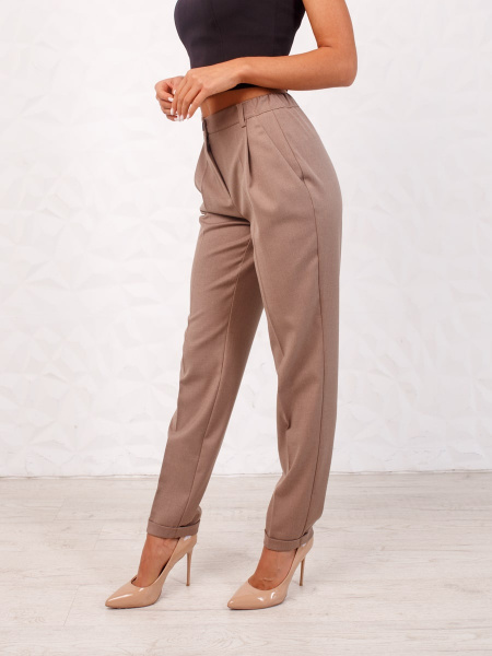 Брюки женские офисные из вискозы, кофейные