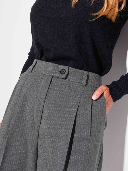 Брюки-палаццо женские из вискозы в полоску, серые