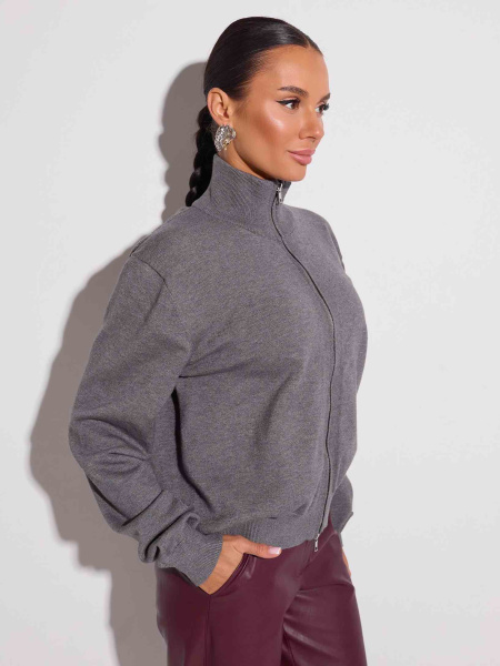 Джемпер на молнии, меланжевый графит