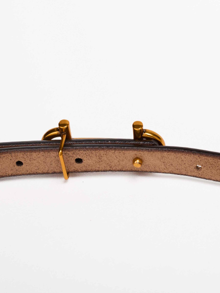 Ремень узкий из натуральной кожи, черный