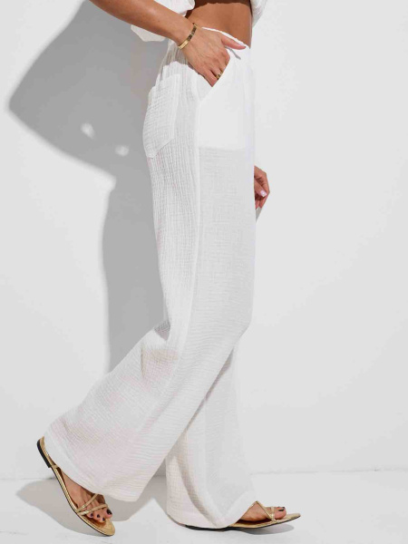 Летние брюки свободного кроя из муслина, белые
