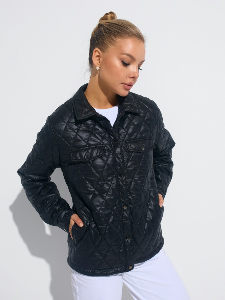 Куртка-рубашка женская стеганая, черная