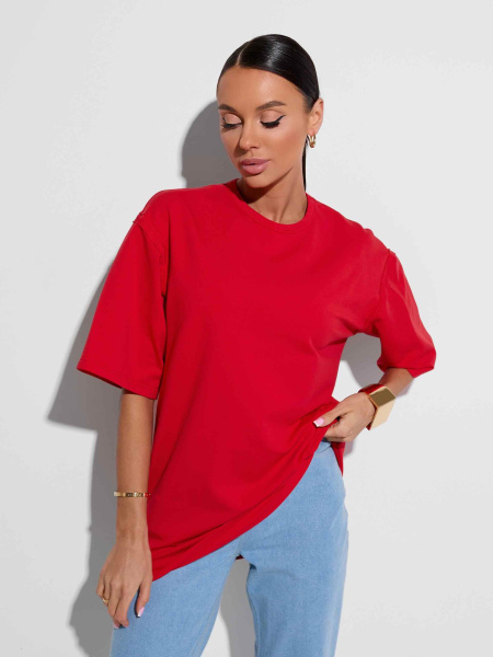 Футболка женская оверсайз, красная